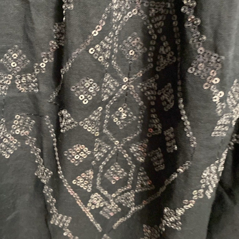Chicos black Cotton Sequined lightweight boho beach cover Dress tunic top XL - Picture 11 of 16